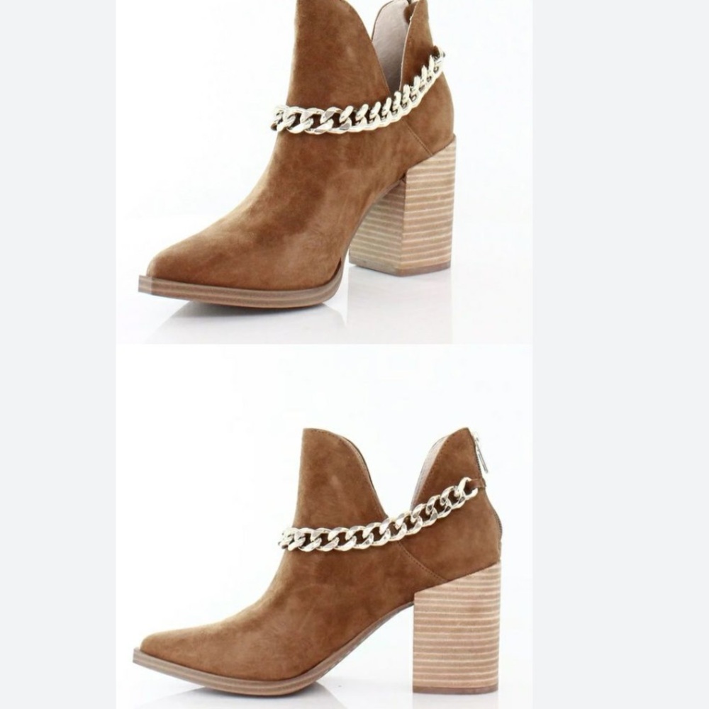 Elegant Steve Madden Brown Ankle Boots with Chain Accent